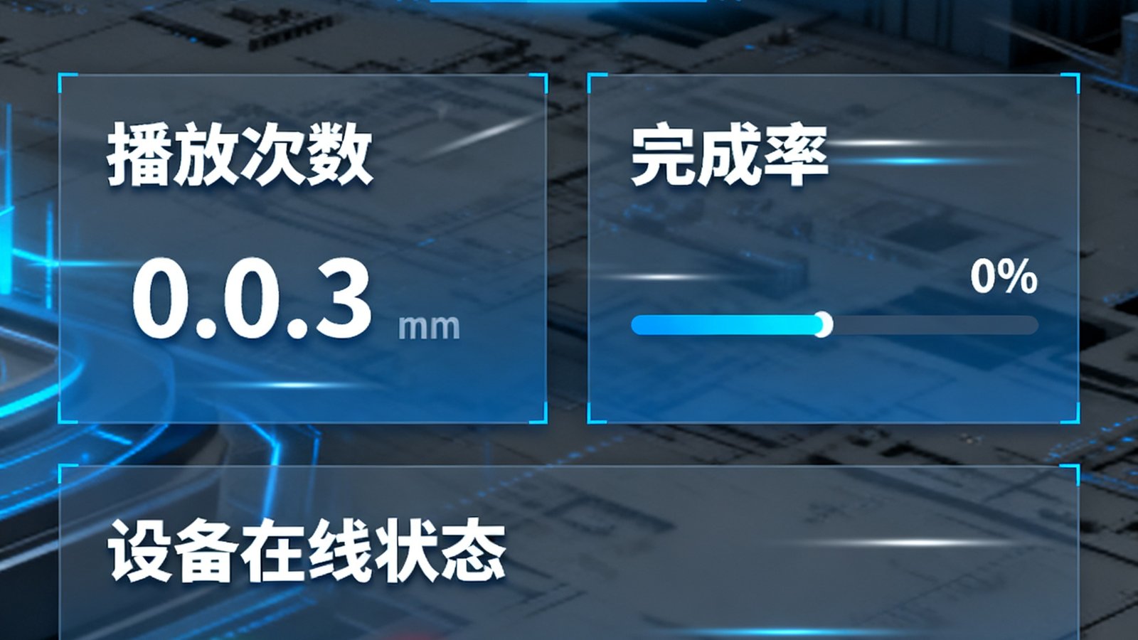 实时播放数据监控大屏，显示各点位播放次数、完成率、设备在线状态的动态数据面板